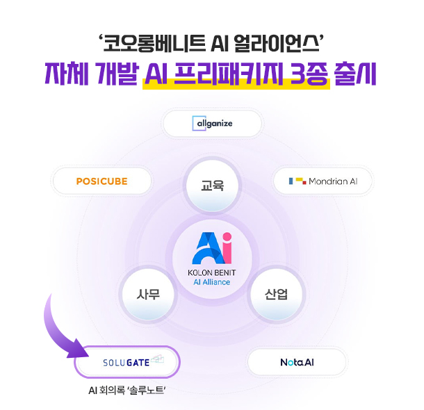'코오롱베니트 AI 얼라이언스', 자체 개발 AI 프리패키지 3종 출시